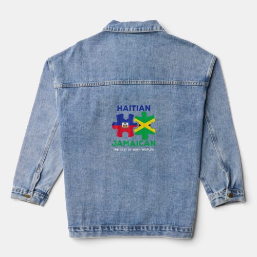 Haiti Haitian America Jamaica Caribbean Combo Mixe Denim Jacket
