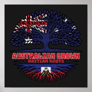 Haiti Haitian Australian Australia Tree Roots Flag Poster