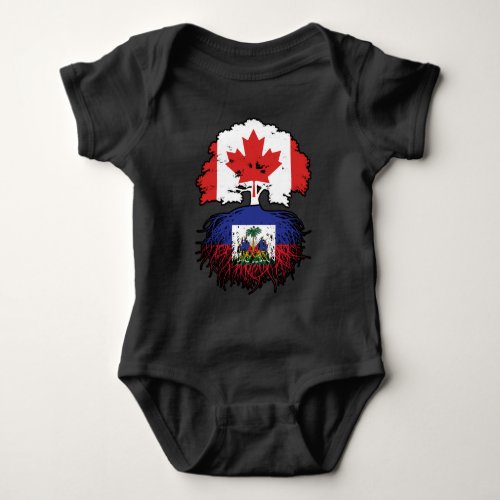 Haiti Haitian Canadian Canada Tree Roots Flag Baby Bodysuit