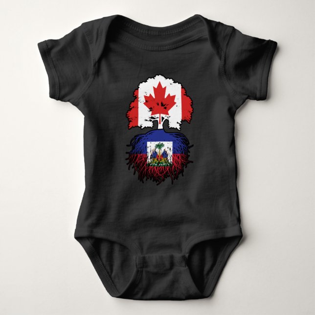 Haiti Haitian Canadian Canada Tree Roots Flag Baby Bodysuit (Front)