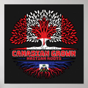 Haiti Haitian Canadian Canada Tree Roots Flag Poster