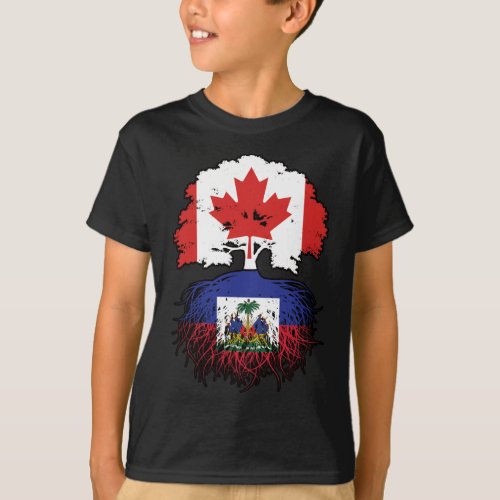 Haiti Haitian Canadian Canada Tree Roots Flag T_Shirt