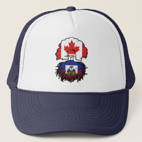 Haiti Haitian Canadian Canada Tree Roots Flag Trucker Hat