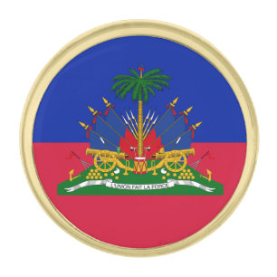 Haiti & Haitian Coat of Arms, Flag / business Gold Finish Lapel Pin