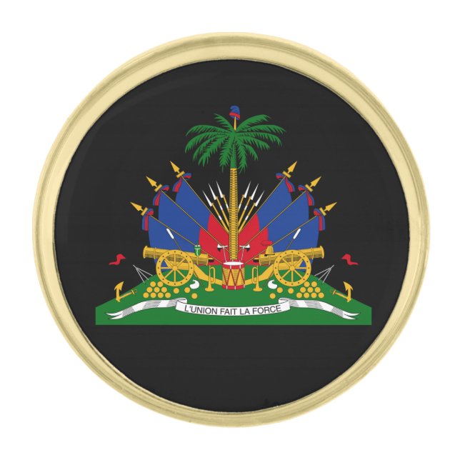 Haiti & Haitian Coat of Arms, Flag / business Gold Finish Lapel Pin (Front)