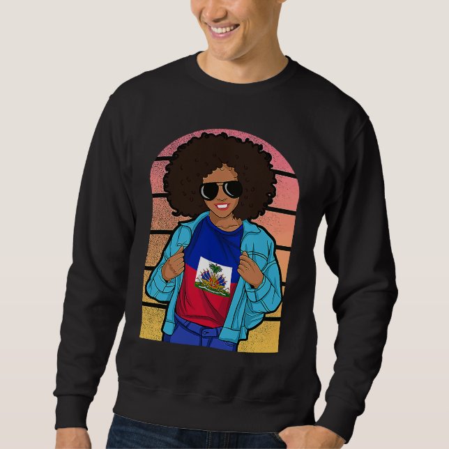 Haiti Haitian Flag Day Creole Proud Woman Happy Ay Sweatshirt (Front)