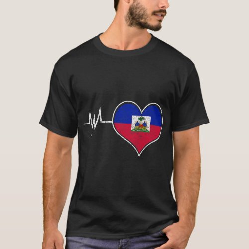Haiti Haitian Flag Day DNA Heart Heartbeat Pulse A T_Shirt