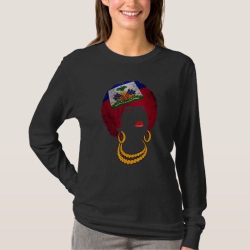 Haiti Haitian Flag Day Proud Ayiti Vintage Woman A T_Shirt