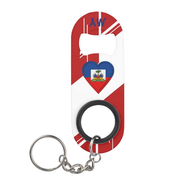 Haiti Haitian Flag Keychain Bottle Opener (Front)