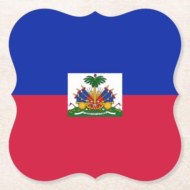 Haiti (Haitian) Flag Paper Coaster (Front)