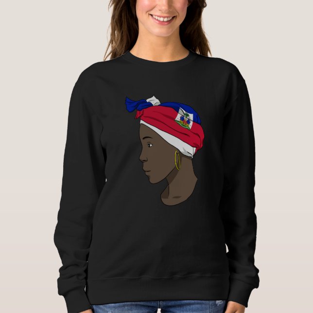 Haiti Haitian Love Flag Proud Woman Princess Crown Sweatshirt (Front)