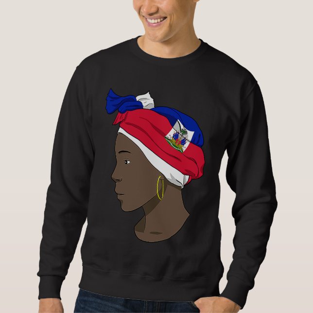 Haiti Haitian Love Flag Proud Woman Princess Crown Sweatshirt (Front)