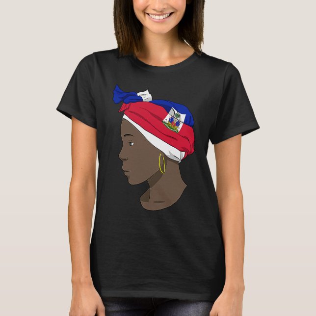 Haiti Haitian Love Flag Proud Woman Princess Crown T-Shirt (Front)