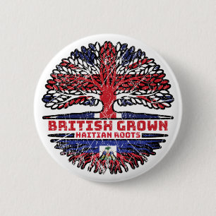 Haiti Haitian Uk United Kingdom British Tree Roots Button