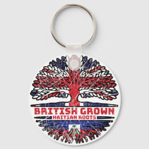 Haiti Haitian Uk United Kingdom British Tree Roots Keychain