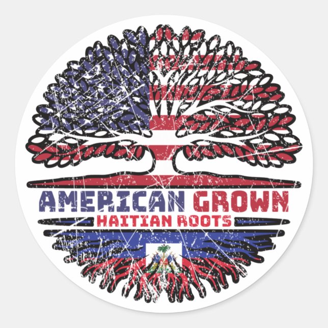 Haiti Haitian US American USA United States Tree Classic Round Sticker (Front)