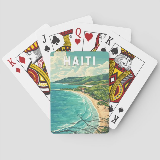 Haiti Illustration Travel Art Vintage Poker Cards (Back)