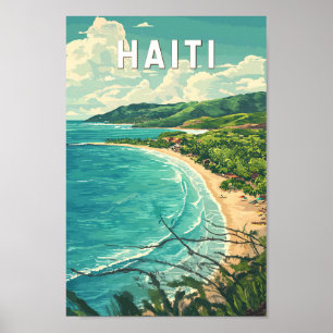 Haiti Illustration Travel Art Vintage Poster