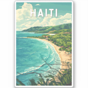 Haiti Illustration Travel Art Vintage Sticker