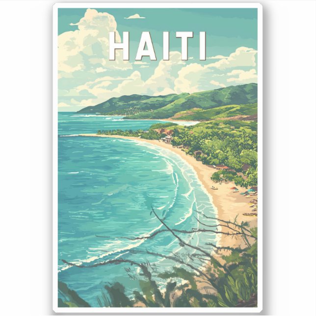 Haiti Illustration Travel Art Vintage Sticker (Front)