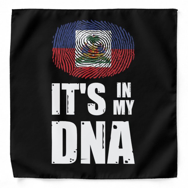 Haiti It's In My DNA Fingerprint Haitian Flag Bandana (Front)