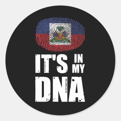 Haiti Its In My DNA Fingerprint Haitian Flag Classic Round Sticker