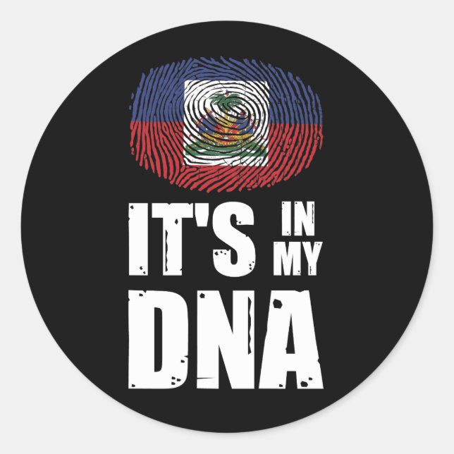 Haiti It's In My DNA Fingerprint Haitian Flag Classic Round Sticker (Front)