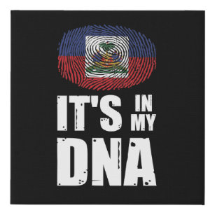 Haiti It's In My DNA Fingerprint Haitian Flag Faux Canvas Print