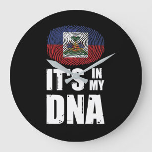 Haiti It's In My DNA Fingerprint Haitian Flag Large Clock
