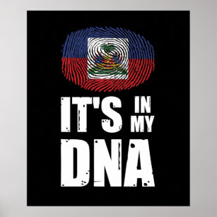 Haiti It's In My DNA Fingerprint Haitian Flag Poster