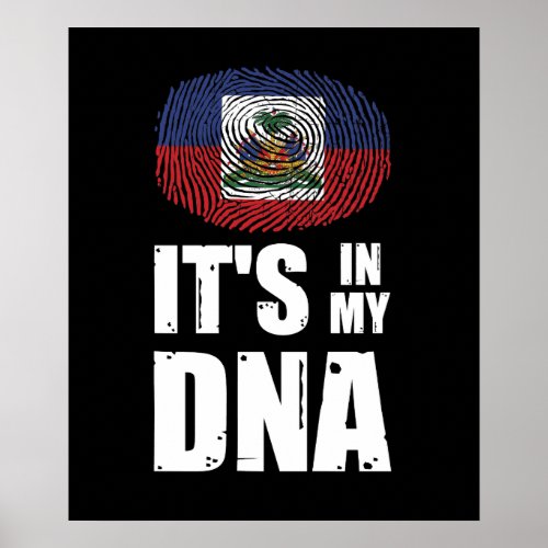 Haiti Its In My DNA Fingerprint Haitian Flag Poster