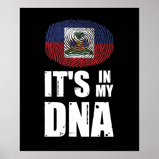 Haiti It's In My DNA Fingerprint Haitian Flag Poster (Front)