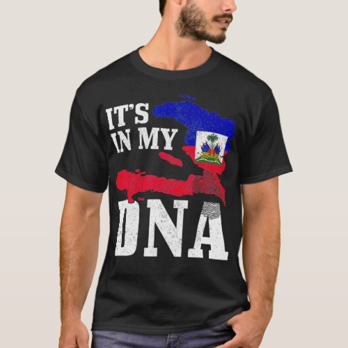 Haiti Its In My DNA Fingerprint Haitian Flag Prid T_Shirt