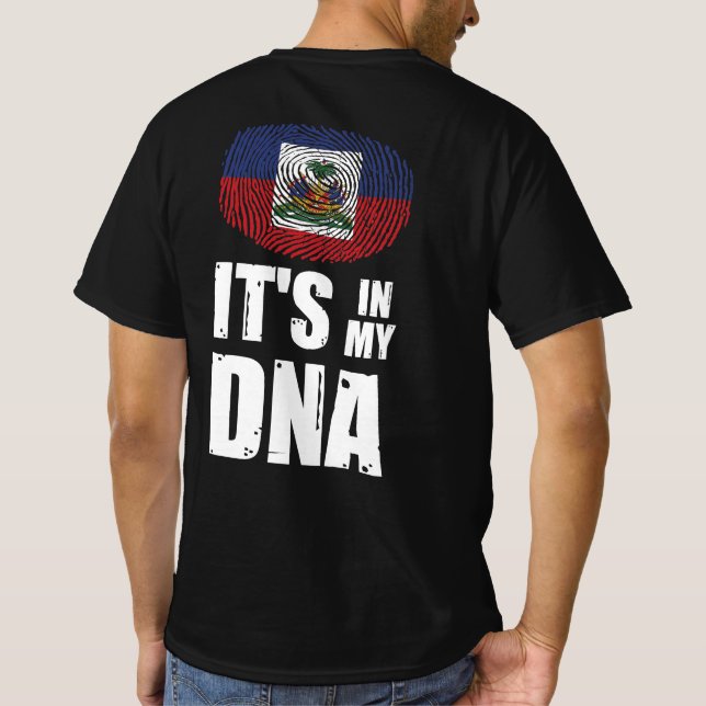 Haiti It's In My DNA Fingerprint Haitian Flag T-Shirt (Back)