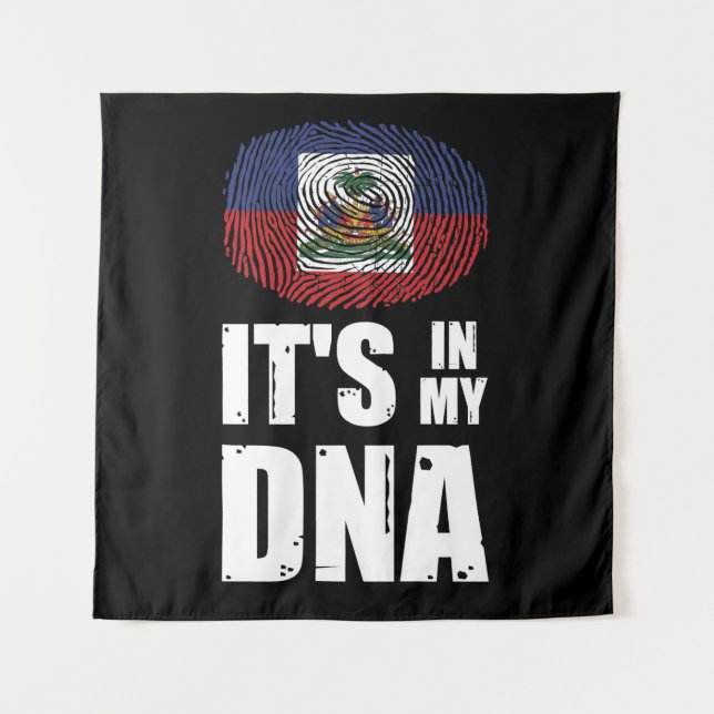 Haiti It's In My DNA Fingerprint Haitian Flag Tapestry (Front)