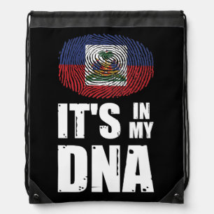 Haiti It's In My DNA Haitian Pride Fingerprint Drawstring Bag