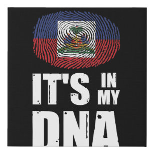 Haiti It's In My DNA Haitian Pride Fingerprint Faux Canvas Print