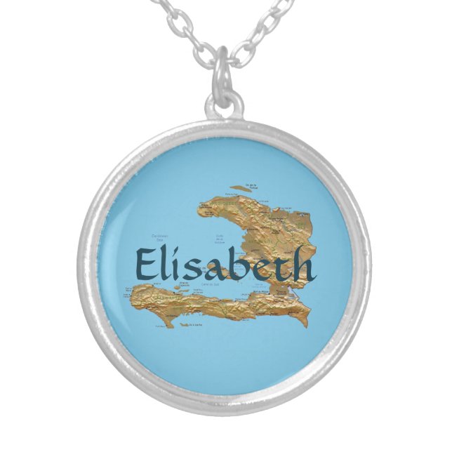 Haiti Map + Name Necklace (Front)