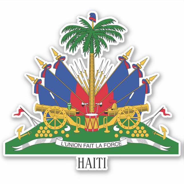 Haiti National Coat Of Arms Patriotic Sticker (Front)