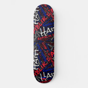 Haiti National Pride Wordcloud Skateboard