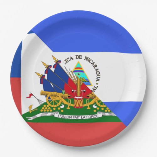 Haiti Nicaragua Flag  Half Haitian Nicaraguan Paper Plates