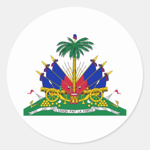 Haiti Official Coat Of Arms Heraldry Symbol Classic Round Sticker