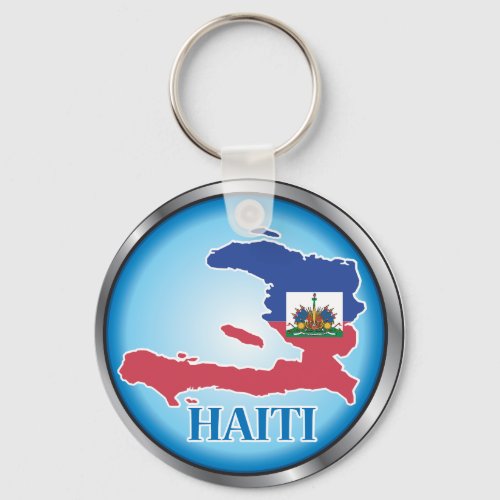 Haiti Round Buttonai Keychain