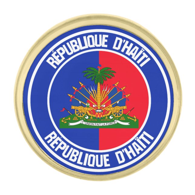 Haiti Round Emblem Gold Finish Lapel Pin (Front)