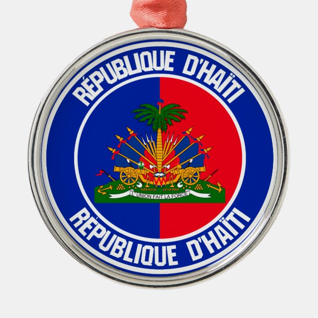 Haiti Round Emblem Metal Ornament (Front)