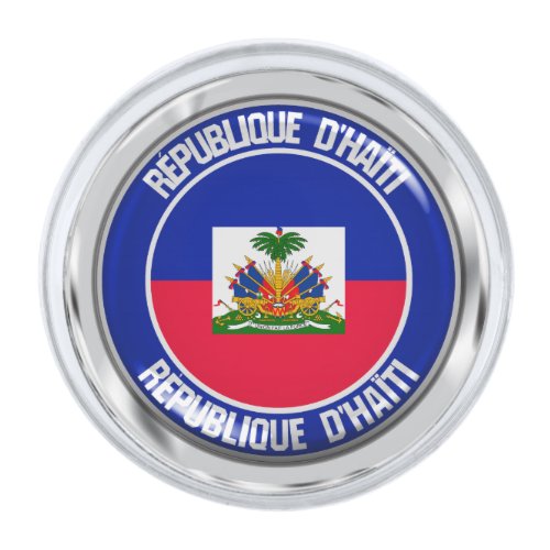Haiti Round Emblem Silver Finish Lapel Pin