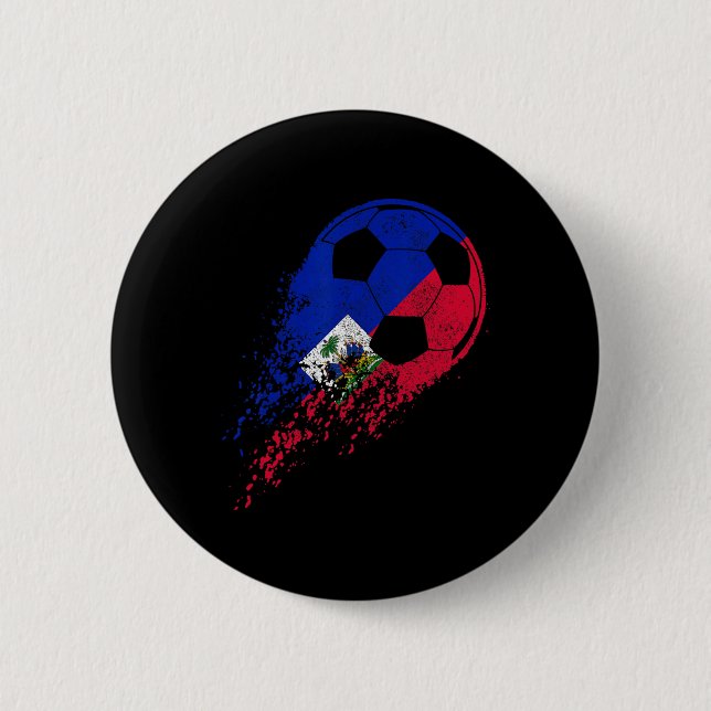 Haiti Soccer Haitian Flag Pride Soccer Player  Button (Front)