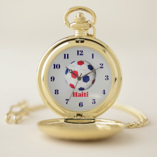 Haiti Soccer Pocket Watch