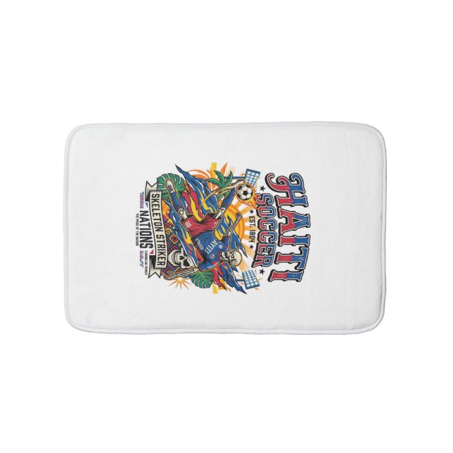 Haiti Soccer Skeleton Striker Nations Poster Style Bath Mat (Front)