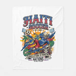 Haiti Soccer Skeleton Striker Nations Poster Style Fleece Blanket